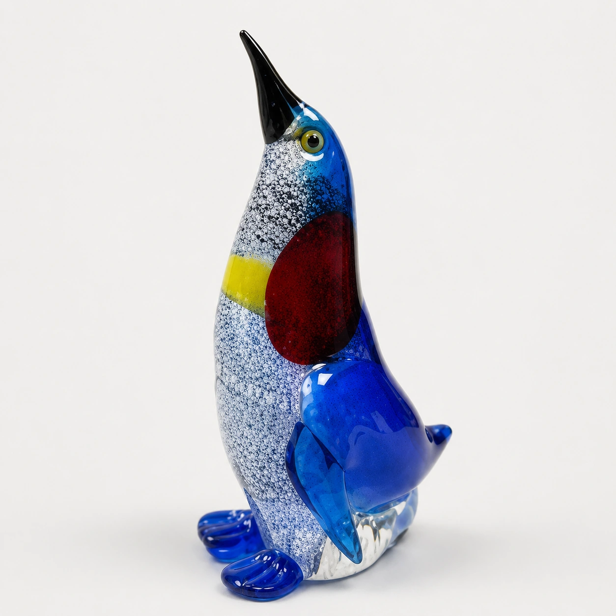 Blue art glass bird sculpture